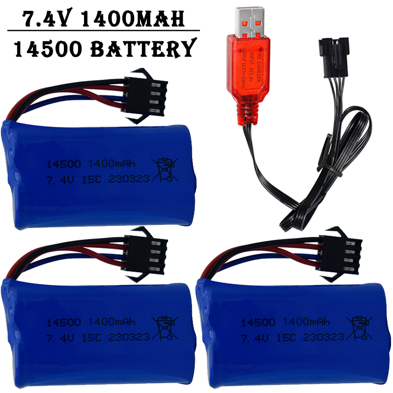 Balance Charger Rc - Batterie lithium-ion 7.4V 1400mAh 14500, avec