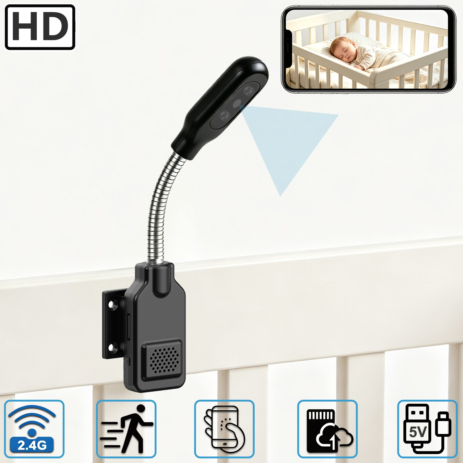 Hd Zero Camera - Caméra de surveillance flexible pour bébé