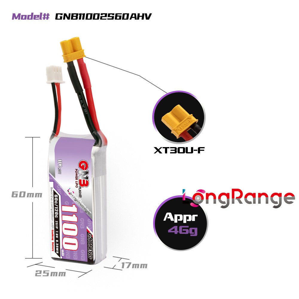 GNB 1100mAh 2S 3S 4S 6S 60C/12 - Lipo Battery 6S avis et prix