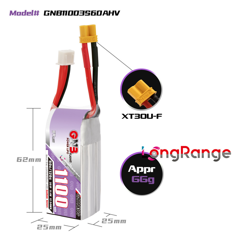 GNB 1100mAh 2S 3S 4S 6S 60C/12 - Lipo Battery 6S avis et prix