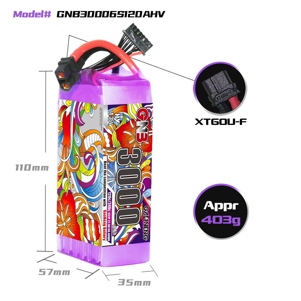 Batterie Lipo GNB 6S 22.8V 300 - Lipo Battery 6S avis et prix